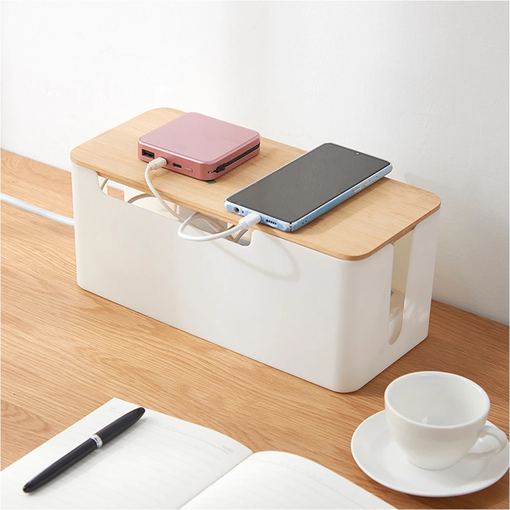 

Router Storage Box Cable ganizer Case Power Line Container Hips Socket Protector Wire Management Charging Cord Holder
