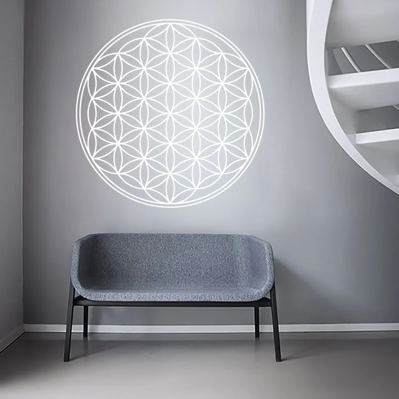 Flower Of Life Boho Decals, Vinyl Mandala Sticker Seed Of Life Wall Decoration Geometric Pattern Mandala Deco Modern MT27