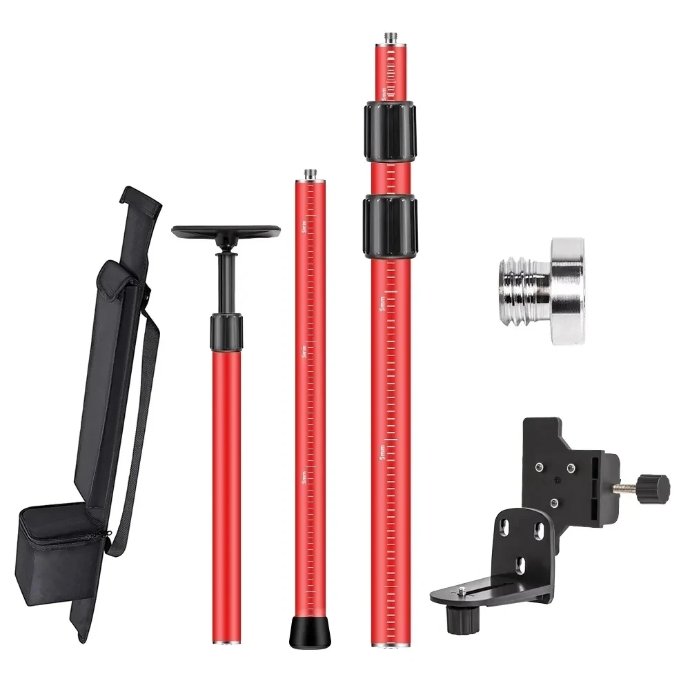4M Laser Telescoping Pole Extend Laser Level Bracket With 1/4"and 5/8" Adapter Mount Ceiling Leveling Rod For Laser level