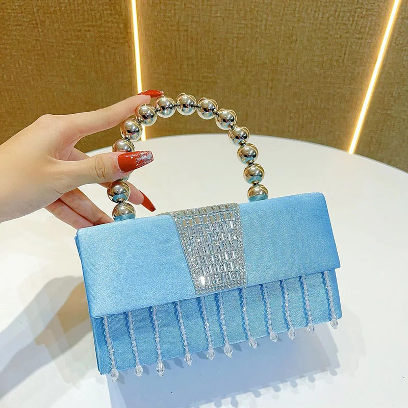 

Luxury Women'S Bridal Wedding Purse Party Prom Rhinestone Pearl Woven Crossbody Bag Fashion Evening Bags