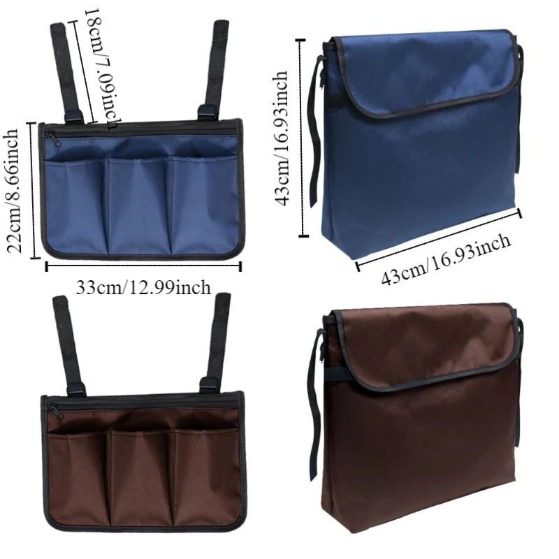 Bolsa de almacenamiento para reposabrazos de silla de ruedas con múltiples bolsillos, impermeable, de gran capacidad, para reposabrazos de asiento, bolsillo de almacenamiento lateral, plegable y portátil