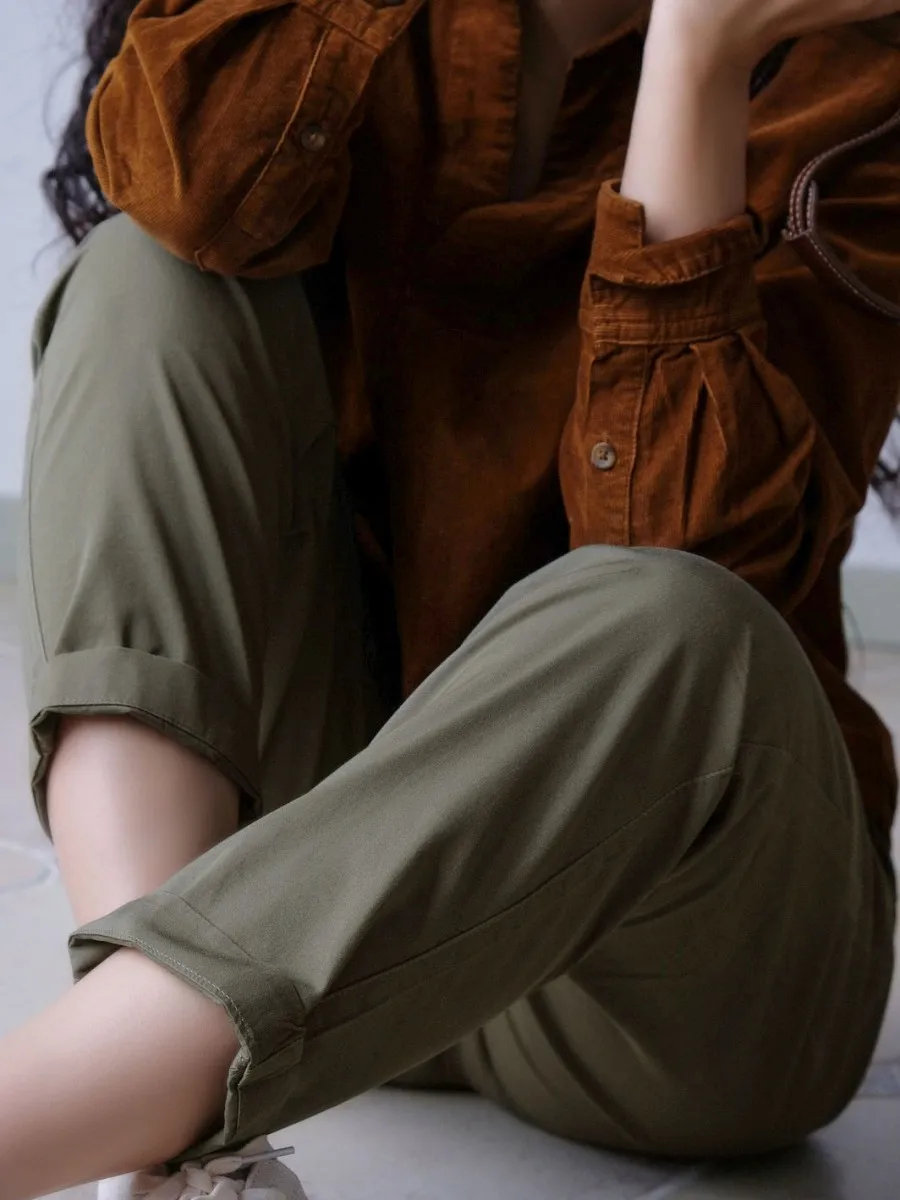 Calças de Trabalho Finas Ultra Confortáveis em Fibra de Bambu com Detalhe de Laço, Calças Casuais Fenas Moda Primavera Ve...