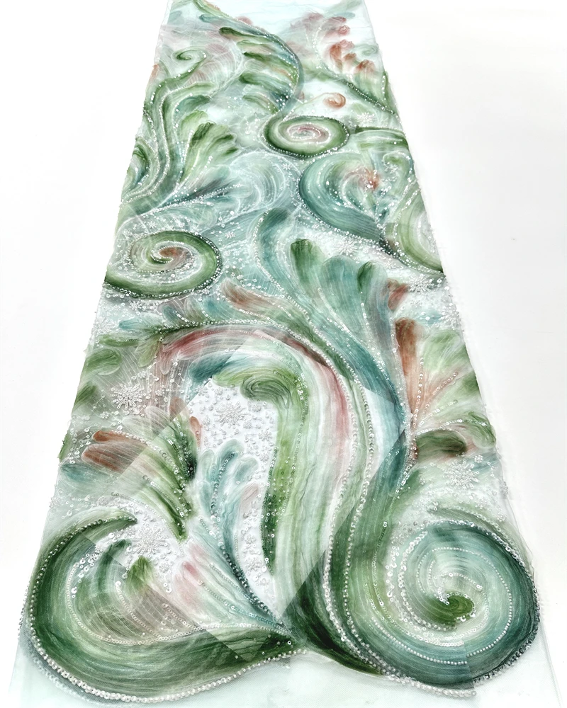 قماش دانتيل أفريقي مصنوع يدويًا عالي الجودة مع خرز وترتر لفساتين الزفاف والحفلات أحدث صيحات الموضة