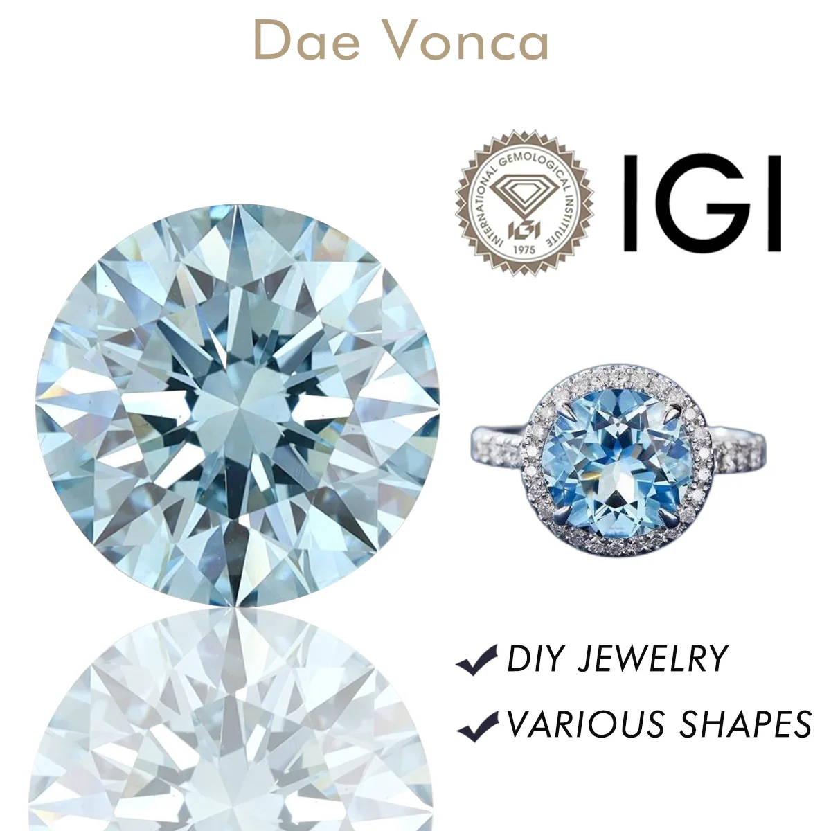 

0,5-3,0 карата синие бриллианты круглой формы, созданные в лаборатории бриллианты HPHT/CVD, необычные синие лабораторные выращенные бриллианты для ювелирных изделий на заказ, сертификат IGI