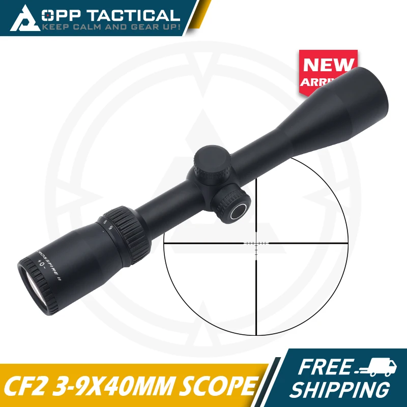 Tactical CF2 3-9X40mm Riflescope Tactical Mil-Dot Reticle Hunting Optical Scope Sight for Airsoft Shooting Rifle Outdoor