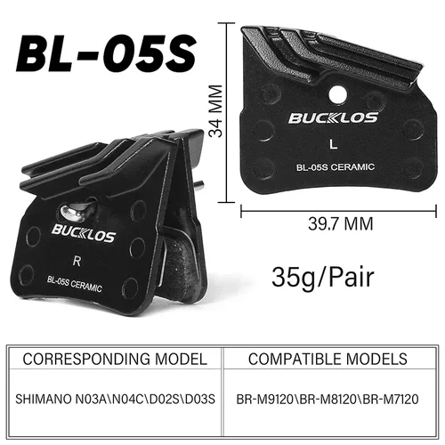 Imagen 2 del producto BUCKLOS-Pastillas de freno de disco hidráulico para bicicleta, piezas de cerámica para SHIMANO N03A N04C D02S D03S