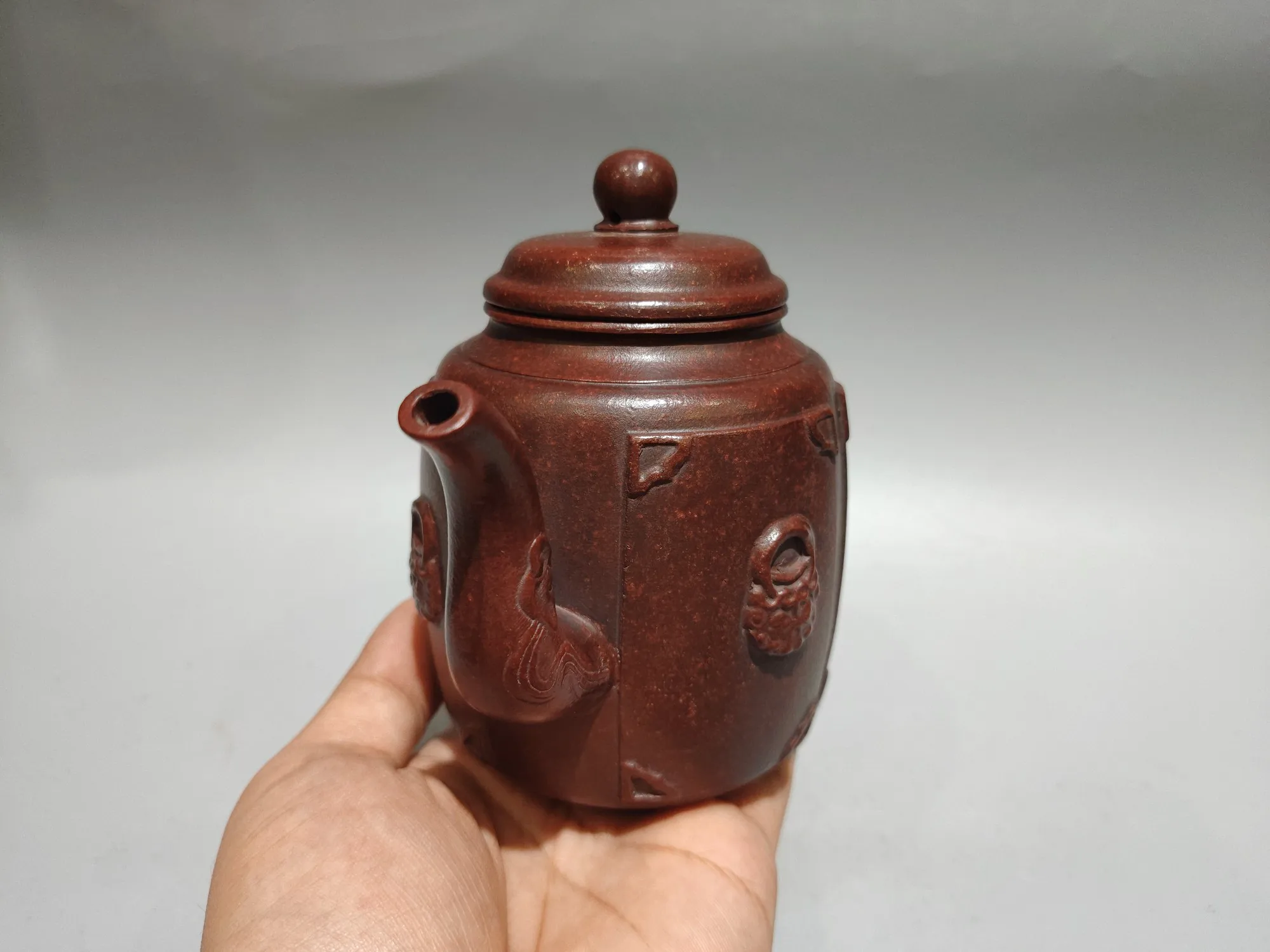 Old Yixing Purple Clay Teapot Kiln discoloration Dazhaimen patterned teapot Antique-style Teapot Pot Kettle Teapot Flagon