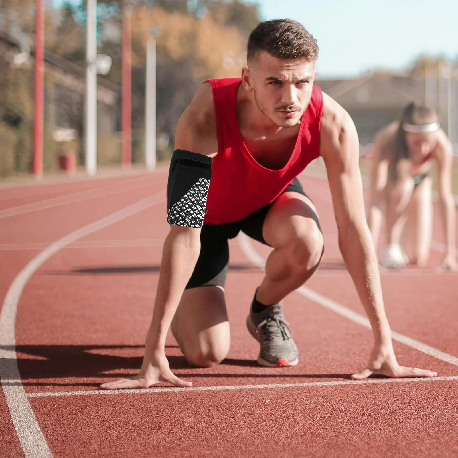 Reflective Running Armband Sleeve for Outdoor Cycling Multi-Functional Phone Holder Comfortable Sports Arm Bag