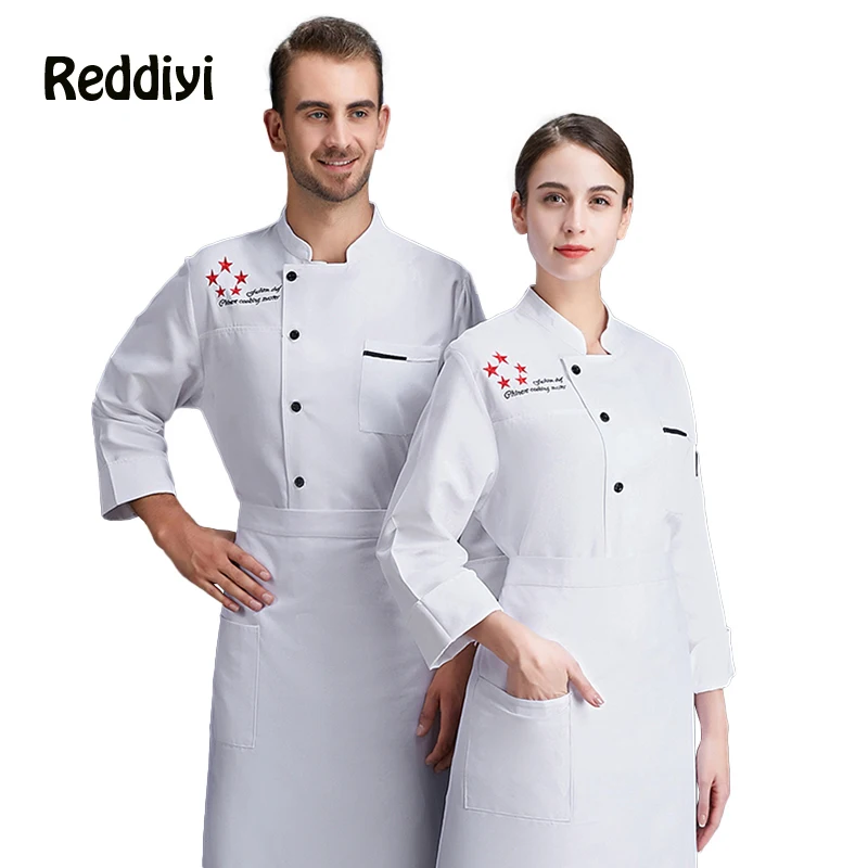 Hotel Kitchen Uniform Chef Jacket Catering Cooking Coat Restaurant Waiter Work Clothes Shirt Canteen Women Cook Long Sleeves