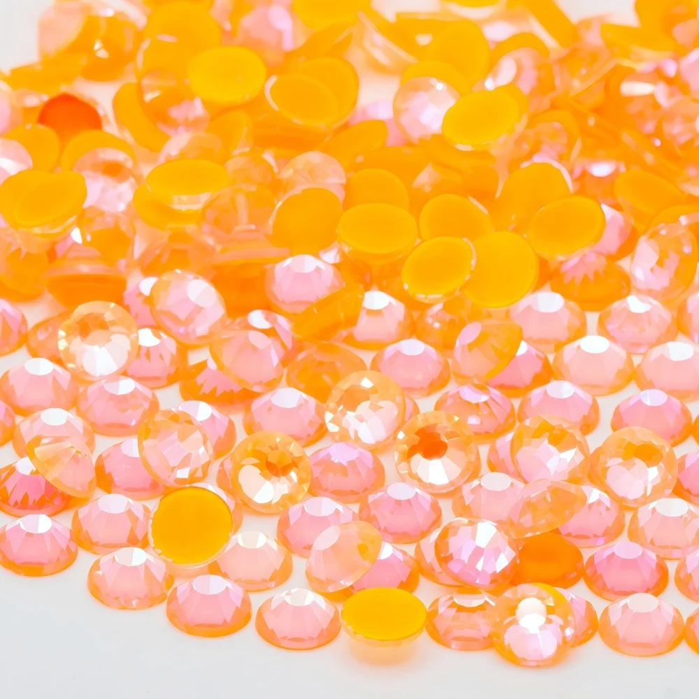 ss6-ss30 Luminous Neon Crystal AB Glass Non Hot Fix Rhinestone Flatback Glue On 3D Glitter Nail Art Rhinestones Decorations