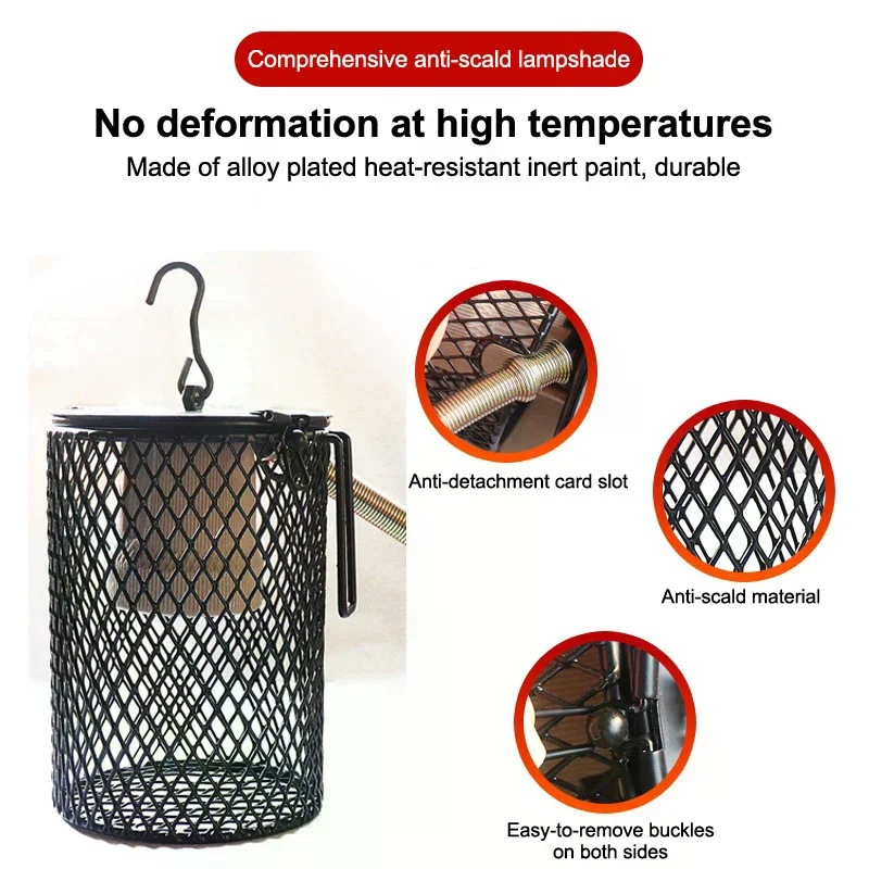 

E27 лампа для обогрева домашних животных с противоожоговым абажуром для черепахи, змеи, ящерицы, инфракрасный керамический излучатель, тепловая лампа 25/50/75/100 Вт