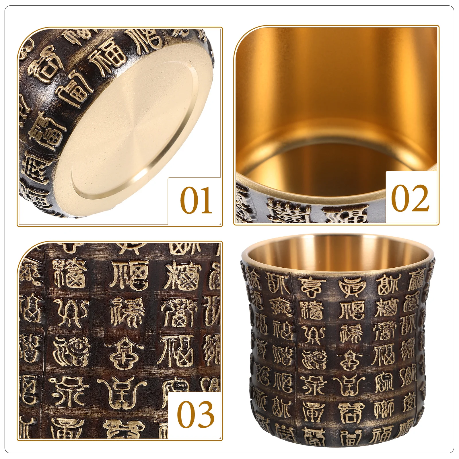 

Brass Teacup Chinese Style Retro Teaware Dragon Phoenix Embossment Small Cups for Home Bar Parties Weddings Festivals Buffets