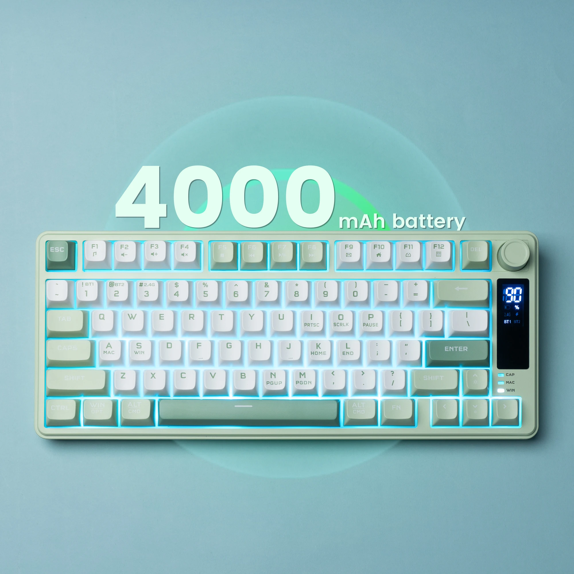 Womier DK75 75% Wireless Membrane Keyboard 3-Mode Bluetooth/2.4G/USB-C RGB Backlit Keyboard with Knob&Screen for PC/Mac Gamer