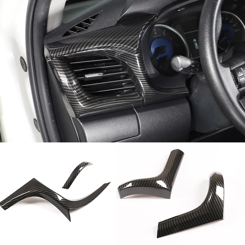 

ABS Carbon Fiber For Toyota Hilux 2015 2016 2017 2018 2019-2022 Car Dashboard Side Air Condition Outlet Vent Cover