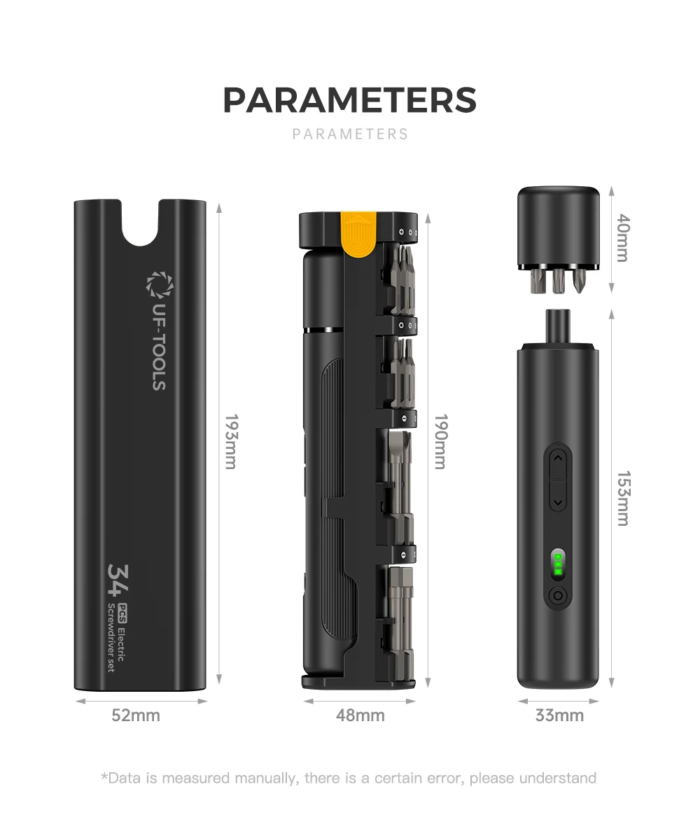 35-in-1 Präzisions-Elektroschraubendreher-Set Magnetisches Kabelloses Reparatur-Werkzeugset für Xiaomi iPhone Samsung Handy Laptop Elektronik – Detail 15