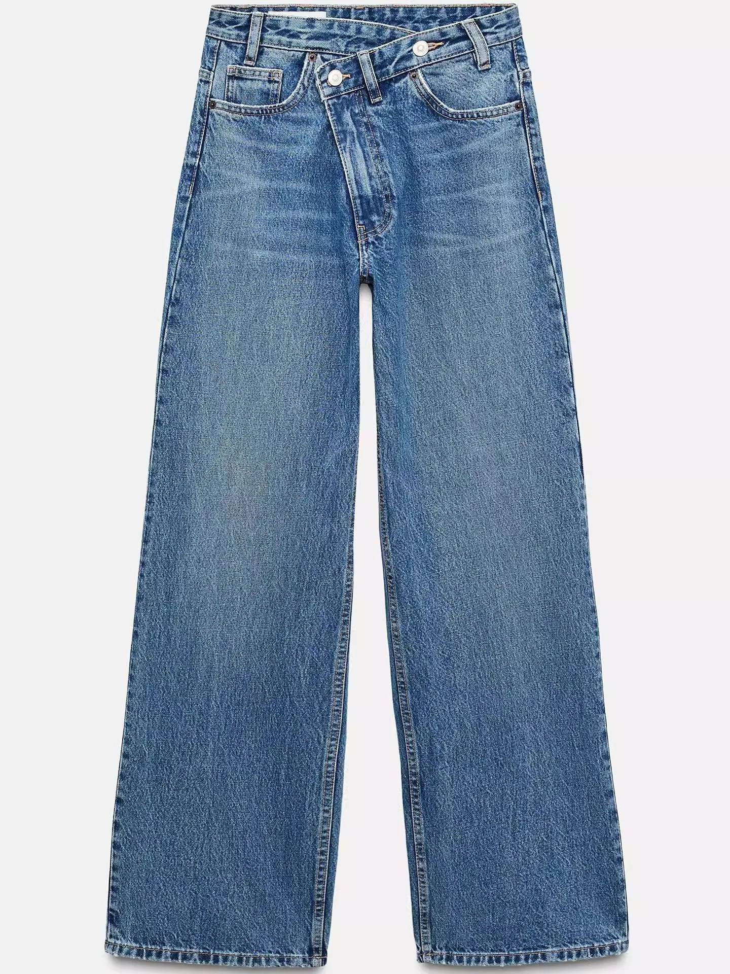 جينز نسائي عالي الخصر واسع الساق فضفاض مناسب لصديقها Sle كاجوال من القطن بسحاب كيت لون نقي للفصول الأربعة لون عميق