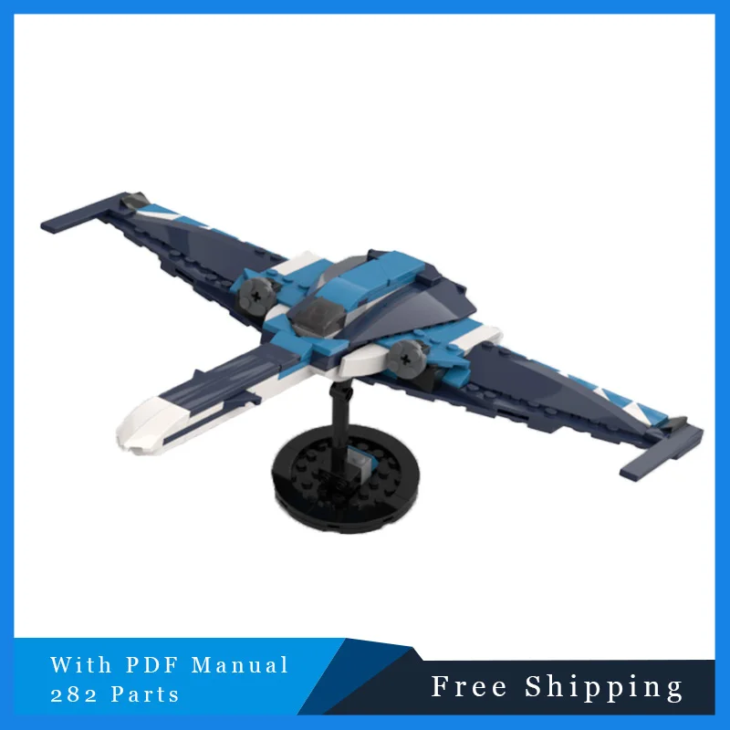 

282 детали MOC Blue Cool Warplane Технология модульных строительных блоков Модель для детей DIY Сборка Дисплей Игрушки Подарки на день рождения