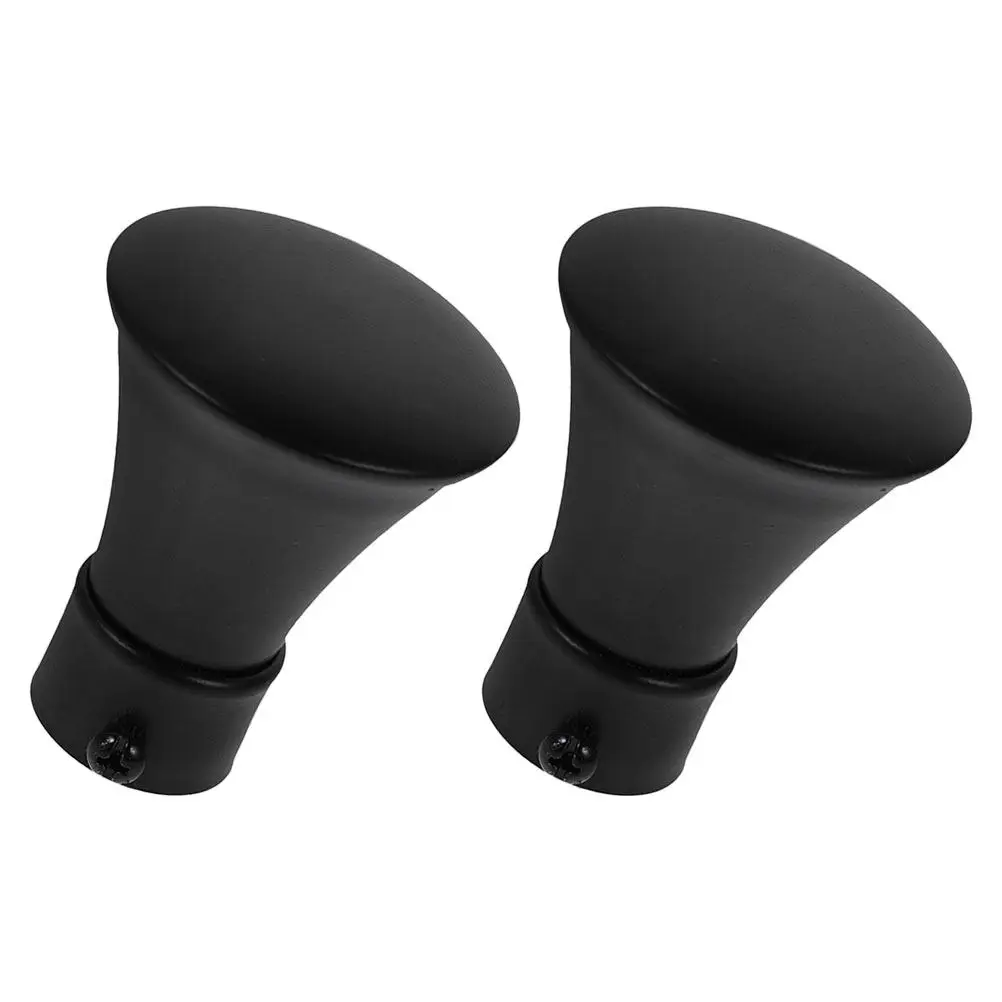 2pcs Black Iron Curtain Rod Finials – Heavy-Duty Classic End Caps for Drapery Poles, Modern Home Decor
