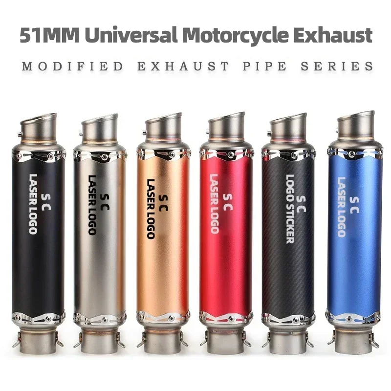

51mm Universal Motorcycle Sc Exhaust Muffler Escape For Ninja300 400 Z800 900 1000 GSXR600 750 R1 R3 R6 ZX10R 6R CBR300 600 FZ1