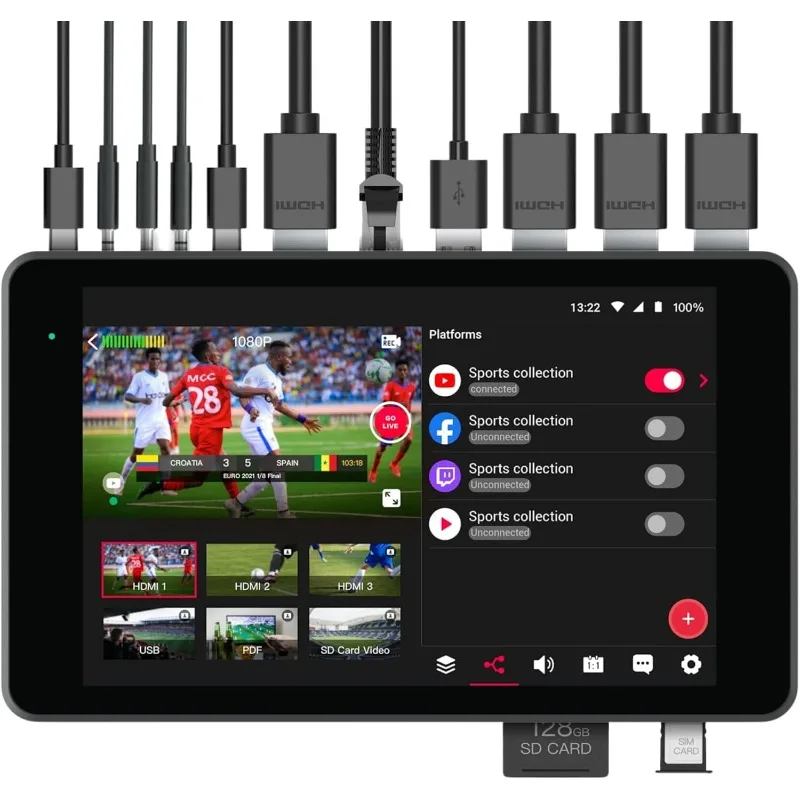 

Portable Multi-Cam Live Streaming Studio Encoder Recorder Switcher (USA, Canada, Mexico Region)