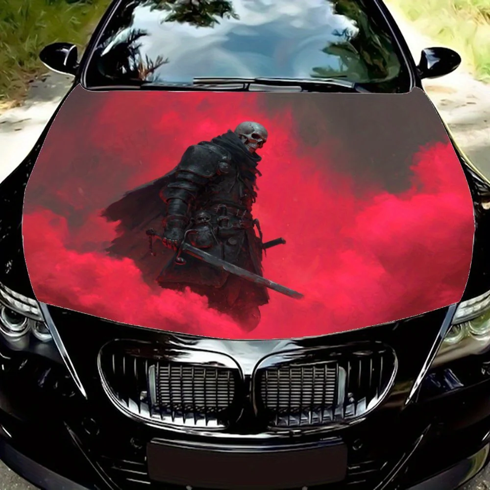 

Наклейка на капот автомобиля Armored Skeleton Warrior in Red Haze — прочная виниловая пленка, устойчивая к брызгам и легко снимается, подходит для всех C