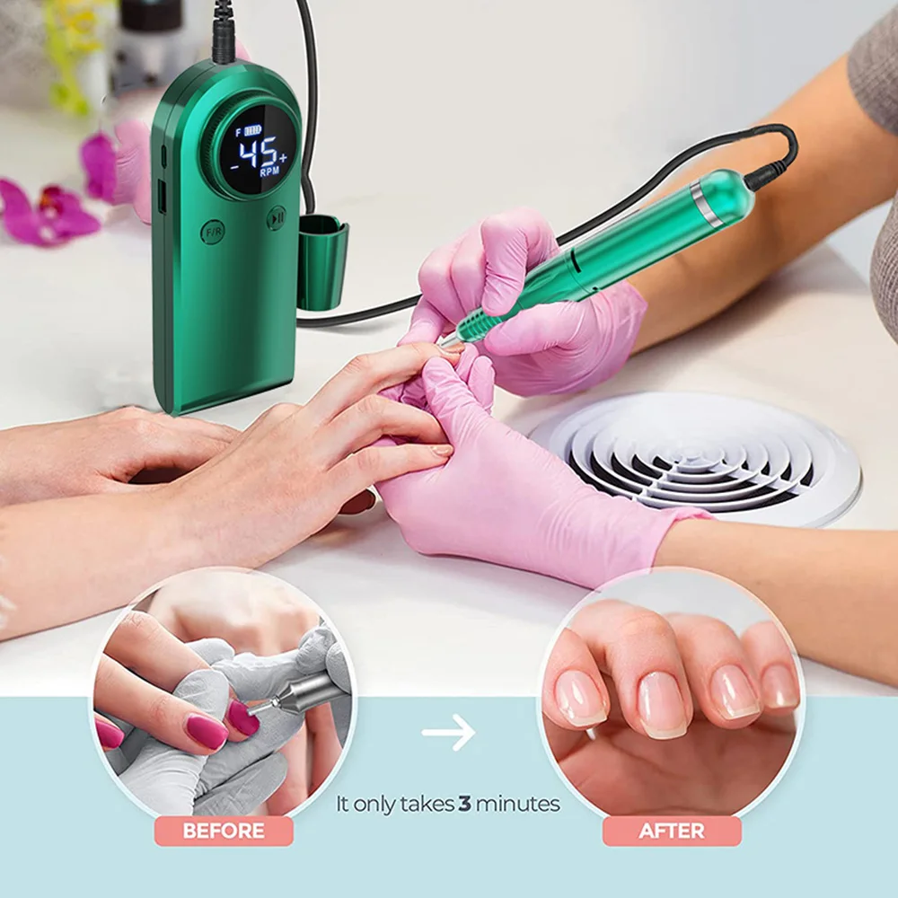 Máquina pulidora de uñas con pantalla LCD, lijadora eléctrica para pulir Gel y pedicura, equipo de salón de manicura, 45000RPM