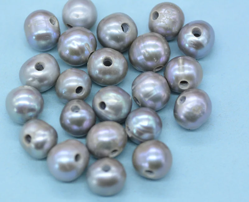 

Stock Items Promotion!!! Free ship! Silver color 800pcs 9-10mm with 2mm hole loose natural freshwater pearl beads