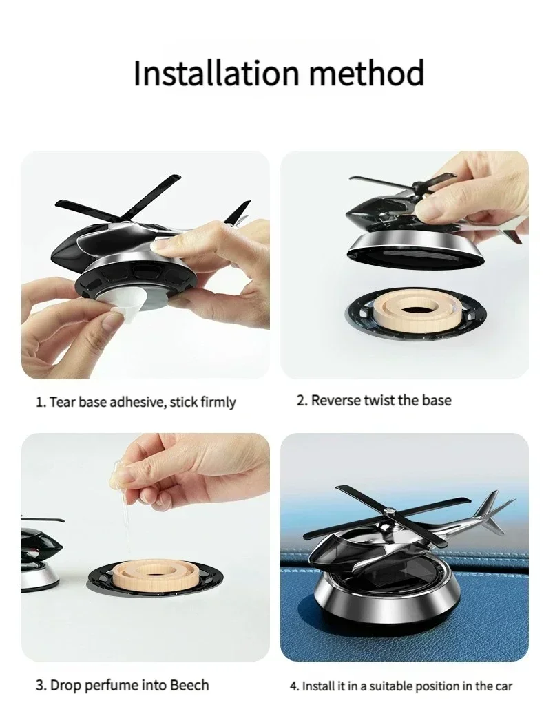 Helikopter-Design Solar-Autoduftspender Dekoratives Aromatherapie-Autozubehör Propeller-Drehparfüm-Diffusor – Detail 7