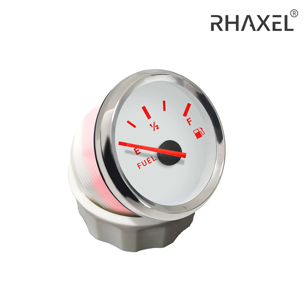 

RHAXEL 52mm (2'') Fuel Level Gauge 0-190ohm Signal for Car Sailboat Waterproof with Red Backlight 12Volt 24Volt
