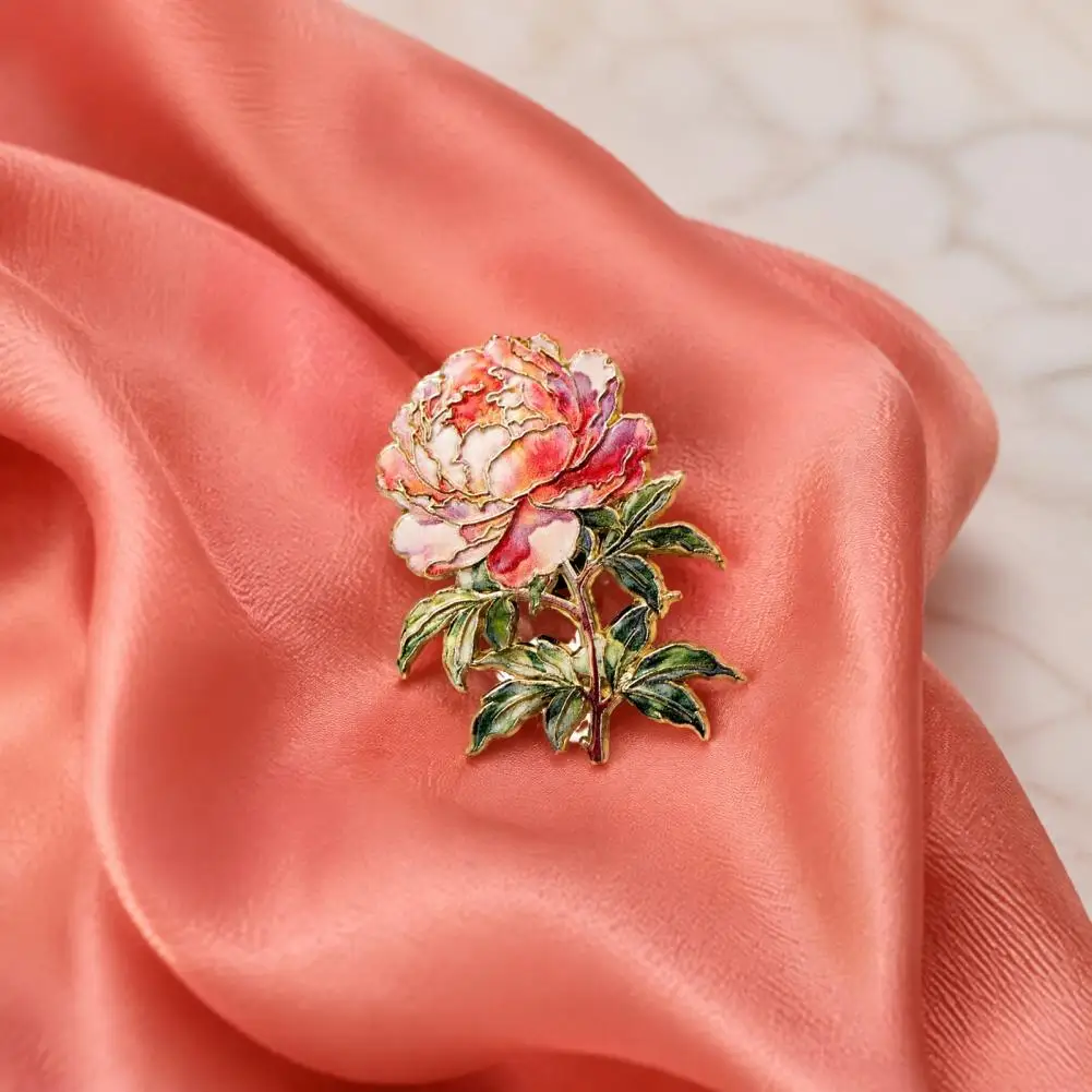 Peony Brooch Pins Floral Lapel Pins Women Enamel Flower Brooch Set Rose Peony Carnation Lapel Pins Oil Dripping Floral for Coats