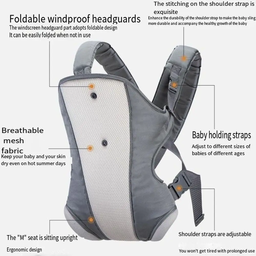 Ergonomic Newborn Kangaroo Wrap Easily Adjustable Hipseat Waist Belt Front Facing Baby Carrier Breathable 4-In-1 view 4