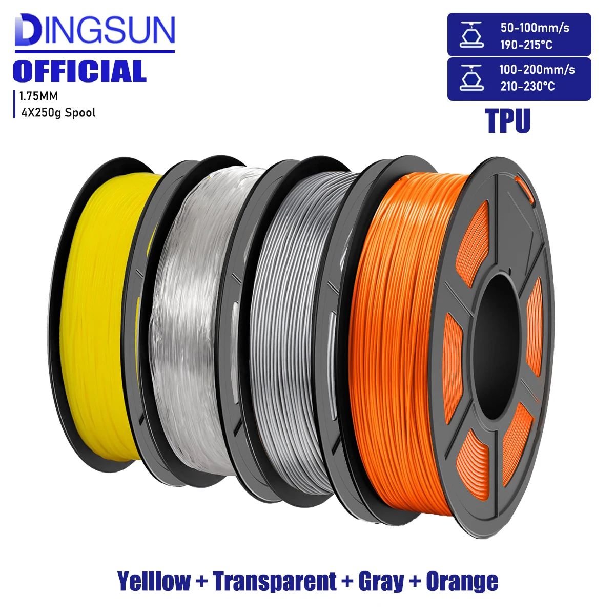 

НОВЫЙ комплект гибкой нити из ТПУ, нить для 3D-принтера 1,75 мм, подходит для большинства 3D-принтеров FDM 250 г/500 г/1000 г