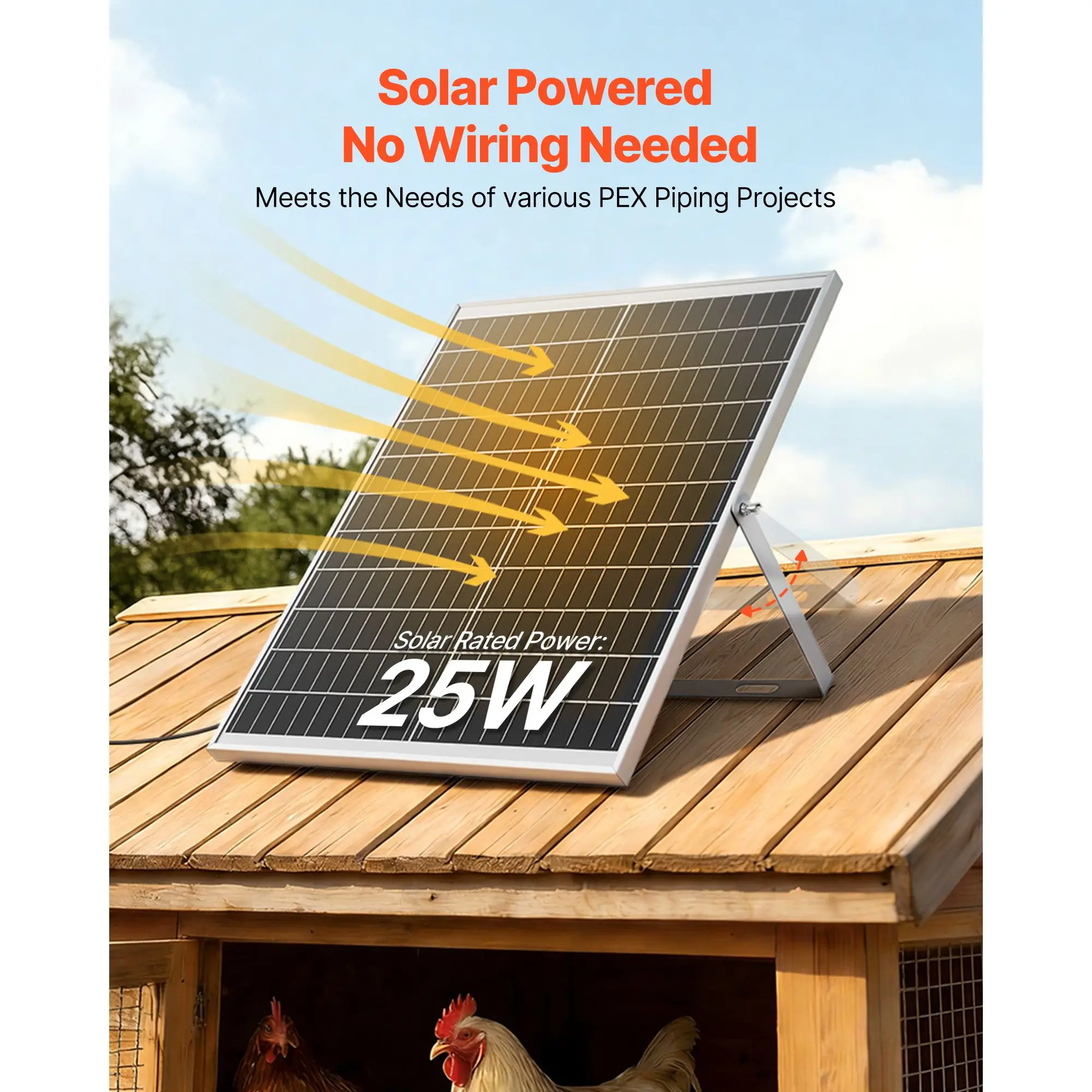 Solar Powered Fan, 25W Panel with 4, Adjustable Angle, 2668 RPM High-Speed, Flexible Installation, Fast Air Exchange for