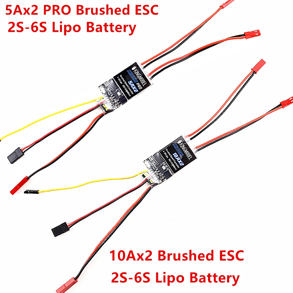 5Ax2 PRO 10Ax2 Dual Way Bidirectional Brushed ESC 2s-6S Lipo Speed Control For Rc Model Boat/tank Brushed Motor Spare Parts
