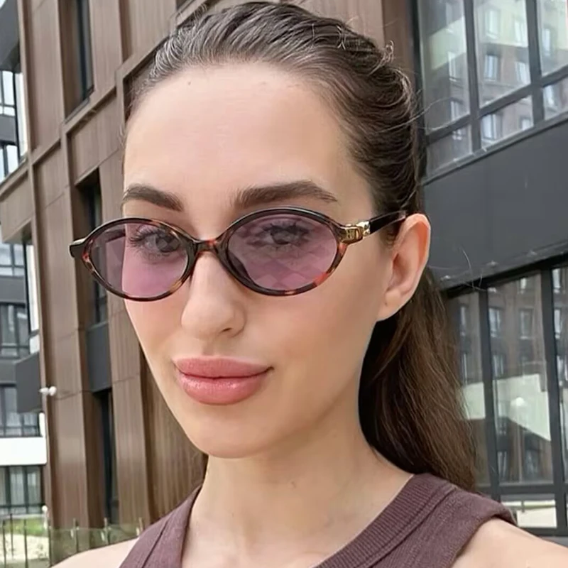 Neue ovale, luxuriöse Sonnenbrillen für Damen, modisches Markendesign, kleine Rahmen-Sonnenbrillen für Damen, Retro, schlichte, lässige Sonnenbrillen