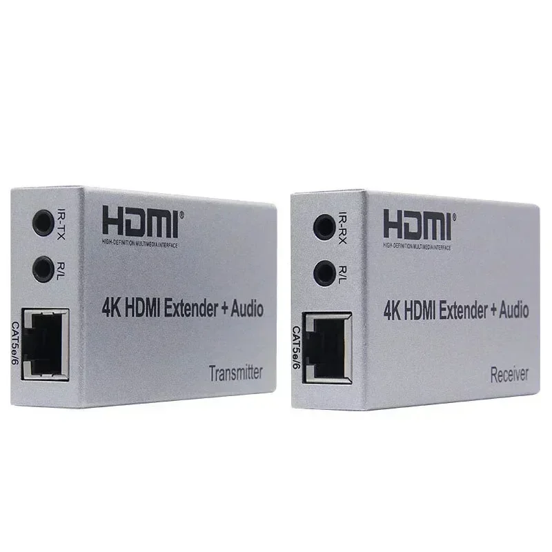 4K HDMI Extender 100M with R/L Audio Out HDMI Video Converter Via Cat5E CAT6 RJ45 Ethernet Cable for DVD Laptop PC To TV Monitor