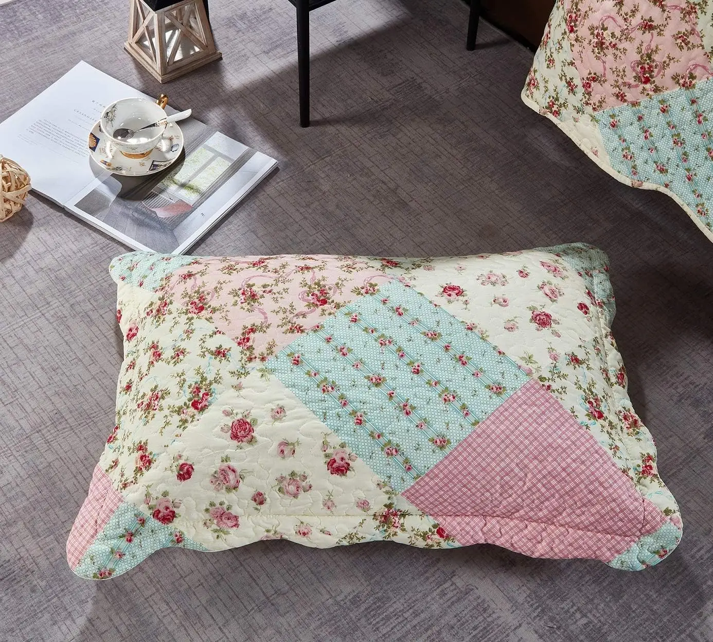 Brilliant Sunshine Roses Quilt Set, 2-Piece Bedding Sets With 1 Sham, Patchwork Design, Washable And Reversible Bedspread, Soft