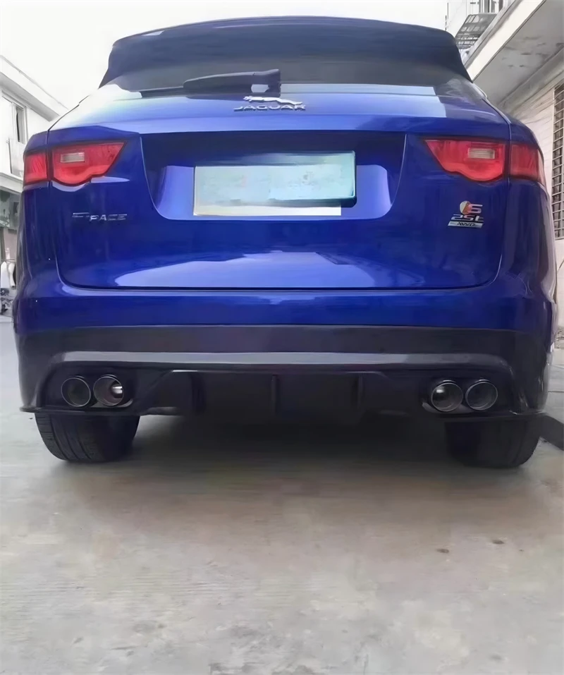 For Jaguar F-PACE 2016-2020 Real Carbon Fiber Car Rear Bumper Lip Diffuser Exhaust Port Splitters Spoiler Accessories Body Kit view 2