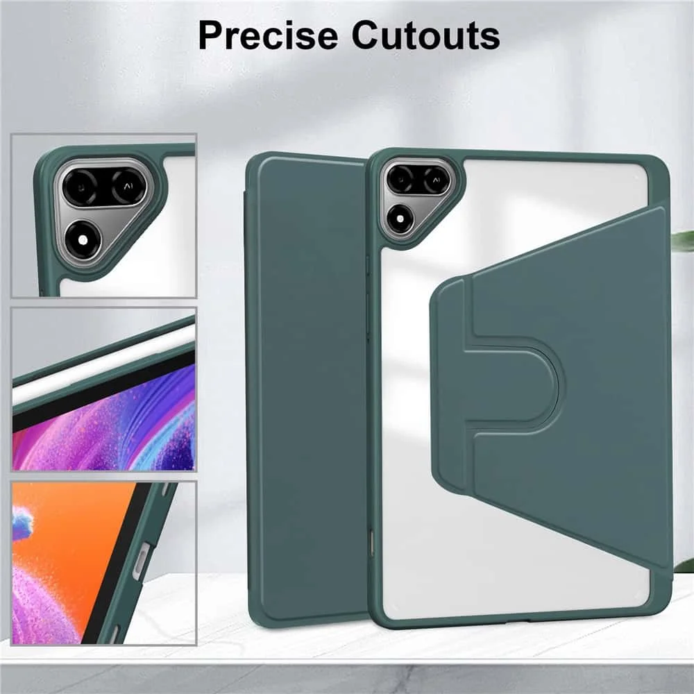 360 Degree Rotation Funda Cover Case For Tecno Megapad 2 11 inch T1103W， Pencil Holder Case with Acrylic Back 11