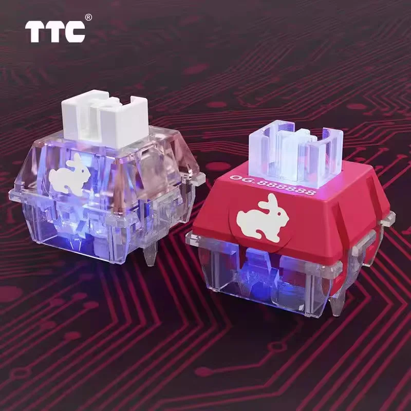 TTC أرنب مفتاح صامت إصدار RGB شفاف وردي 5Pin 42g مفاتيح لوحة المفاتيح الميكانيكية المخصصة سرعة سريعة التشحيم الدقيق