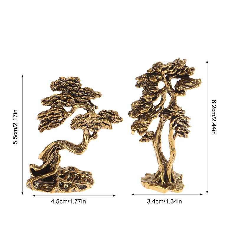 1 buah kuningan Mini Selamat Datang patung pinus pohon miniatur lanskap kecil Bonsai pohon dekorasi patung aksesoris