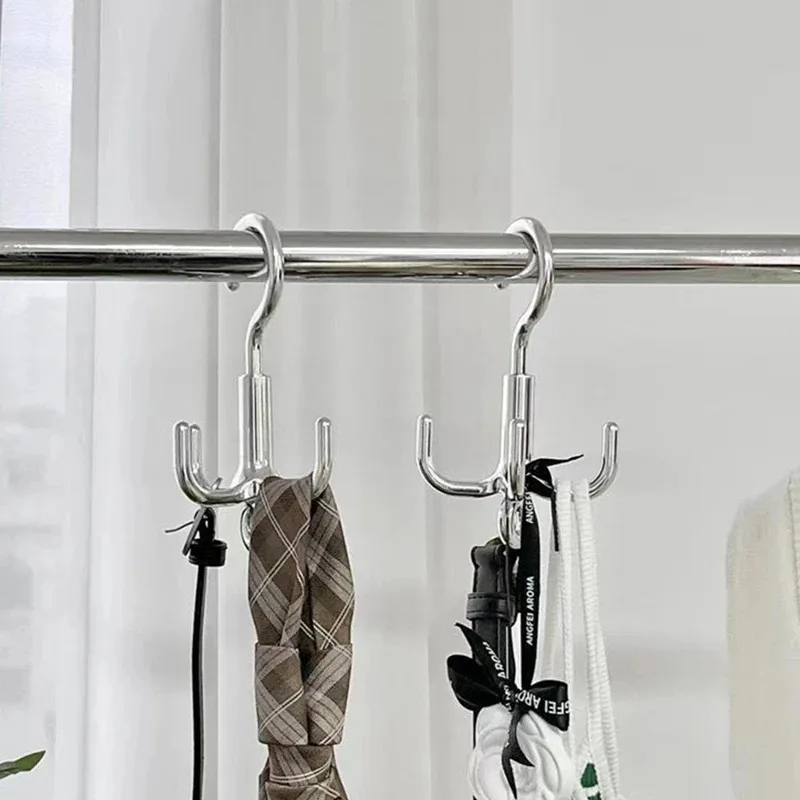 Multifunctional Rotating Clothes Hook Four Claw Rotary Hook Bag Tie Scarf Scarf Coat And Hat Hanger Plastic Storage Hook
