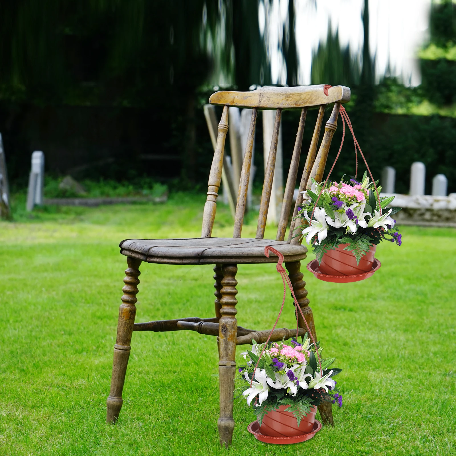 

6 Sets Spider Plant Flower Pot Indoor Pots Hanging Hook Artificial Planter Abs Bridegroom Basket Wall Suspended Flowerpot