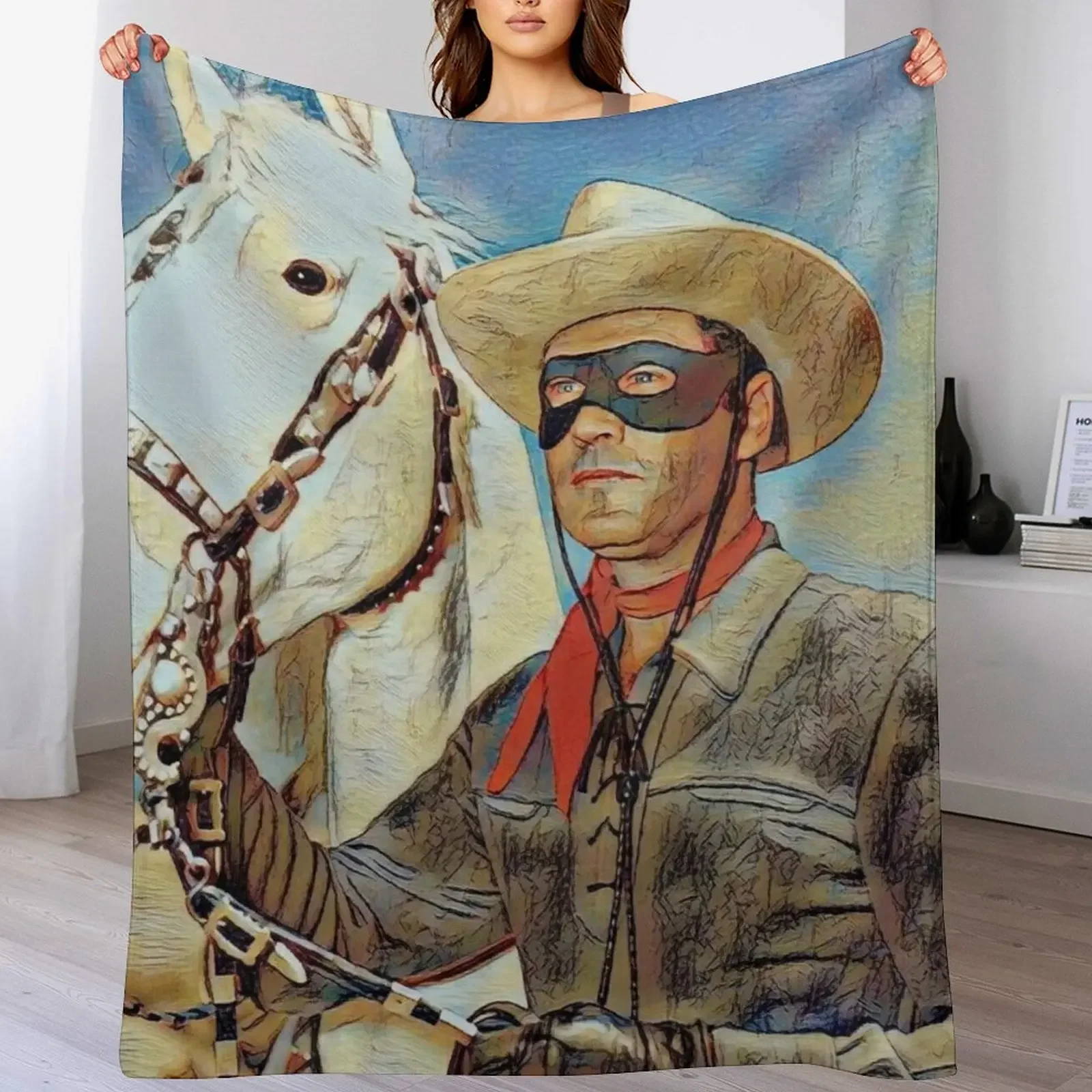 

The Lone Ranger and Silver Throw Blanket Soft Bedroom Blanket for Night Sleeping