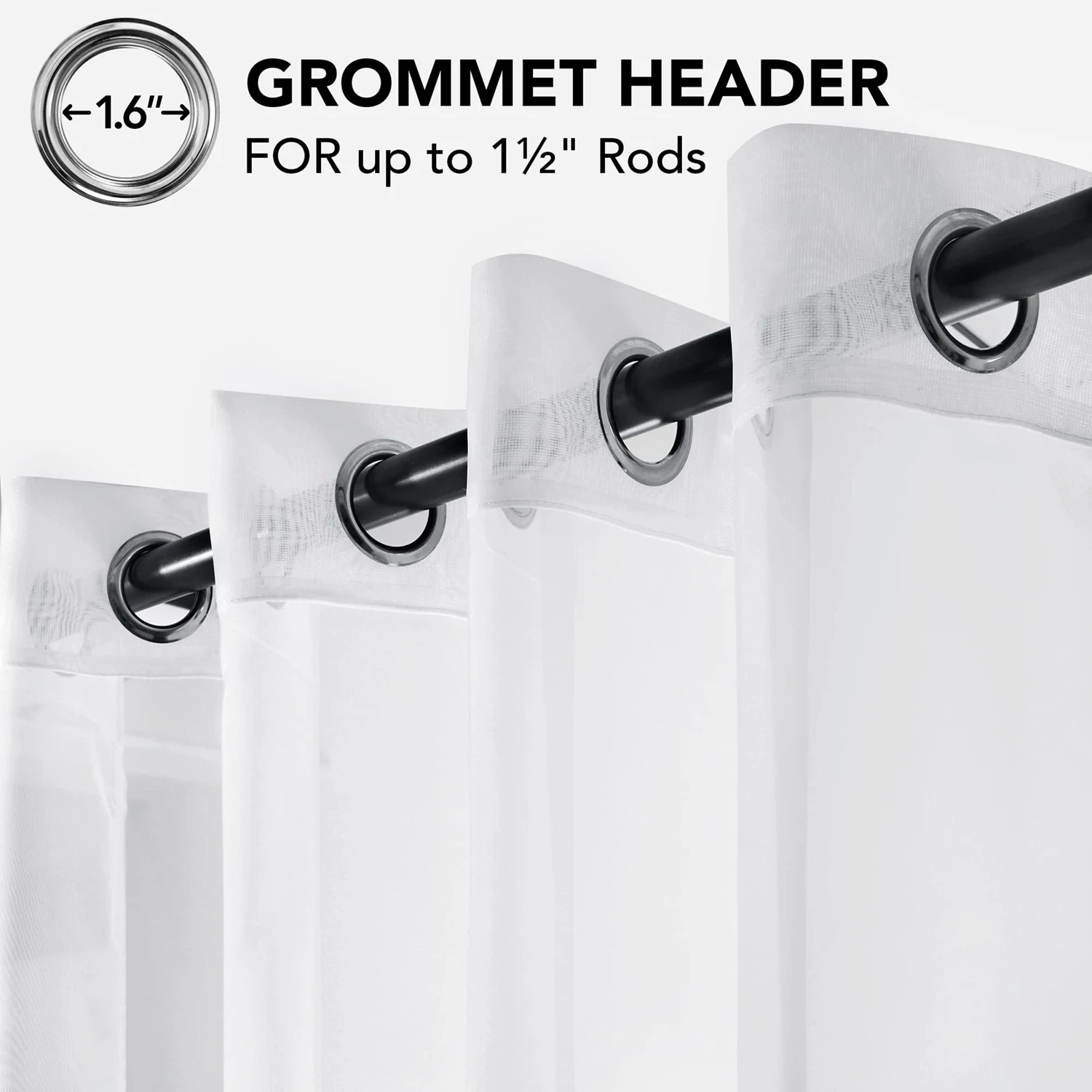 طقم لوحتين ستائر وستائر بيضاء شفافة جروميت لتصفية الضوء العلوي لنافذة غرفة المعيشة وغرفة النوم علاجات أنيقة