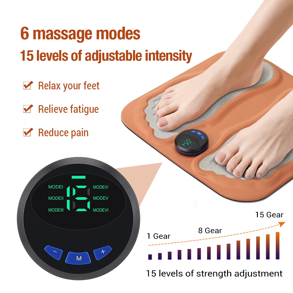 

Smart Rechargeable 3D EMS Foot Massage Pad Pulse Relieve Pain Relax Foot Acupressure Muscle StimulationImprove Blood Circulation