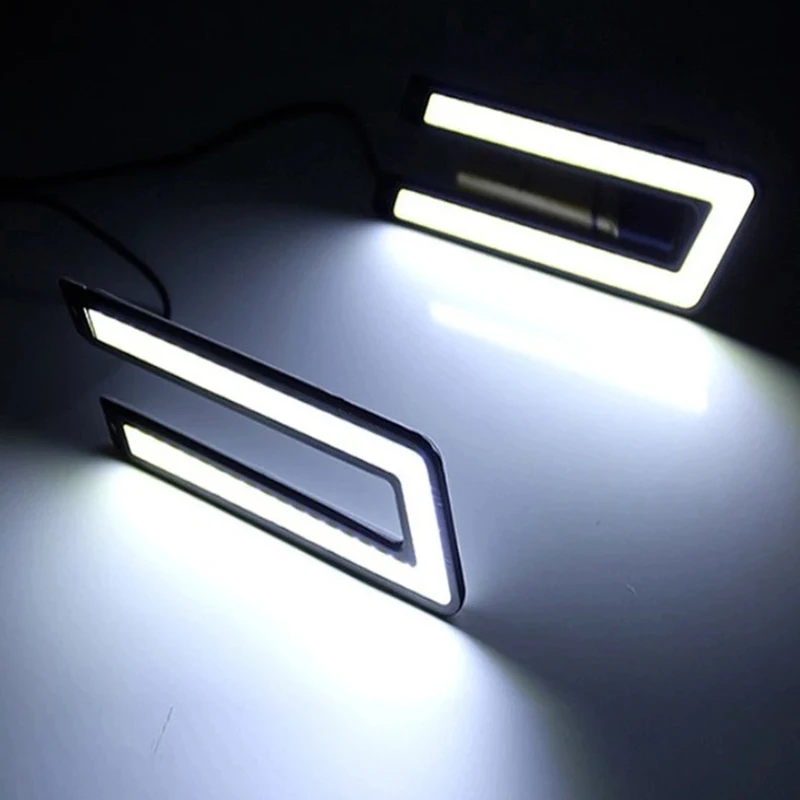 2PCs U Shape COB LED Light Universal Car Truck Daytime Running Light DRL DC12V White Day Bright Light Car Night Driving Fog Lamp