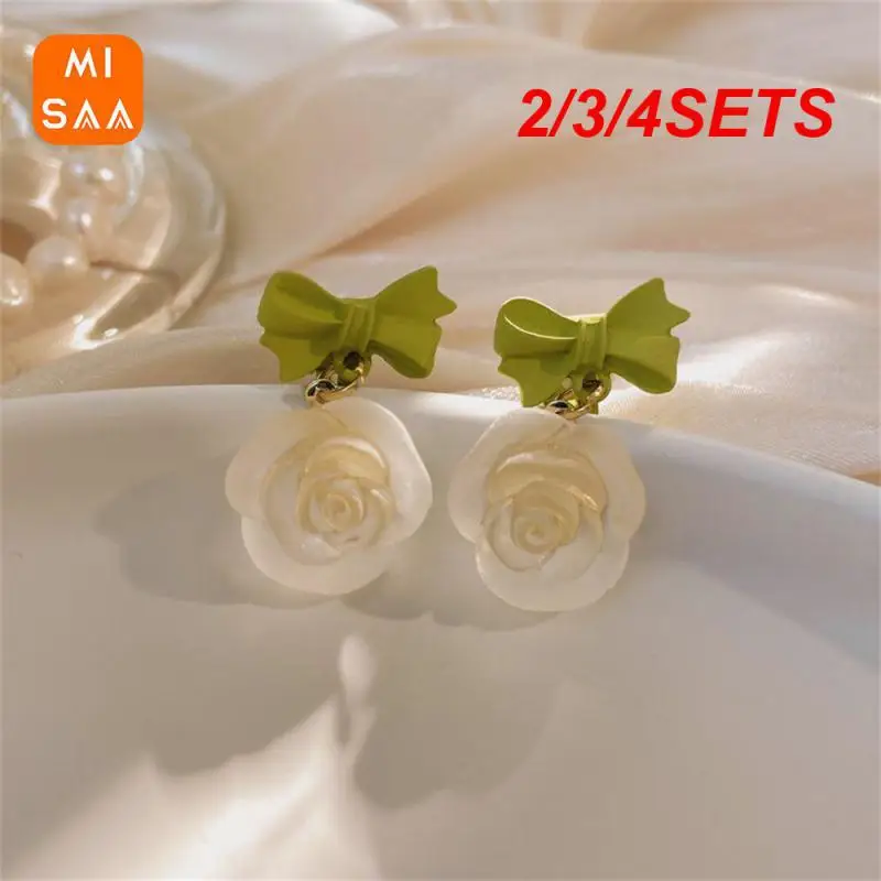 

2/3/4 набора жемчужных зажимов для ушей, жемчужная изящность, легко надевать и снимать, безопасные и экологичные украшения и аксессуары