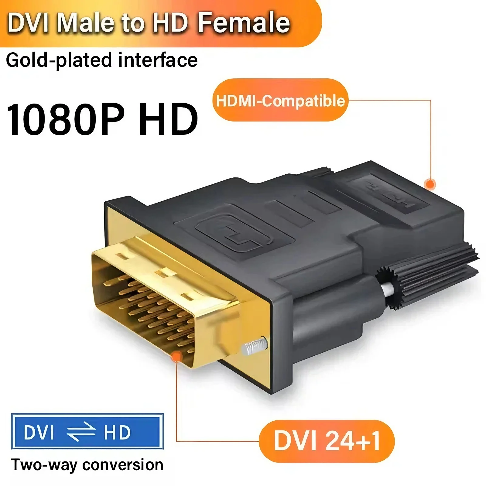 1080P DVI to HDMI-compatible Cable Adapter DVI 24+1Male to Female Bi-directional Connector Video Converter for PC HDTV Projector