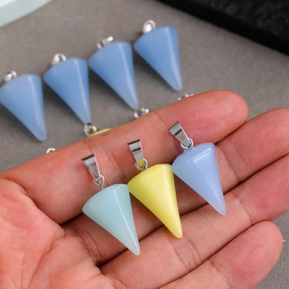 10pcs Glow in The Dark Fluorescent Stone Hexagon Pendant Necklace for Women Jewelry